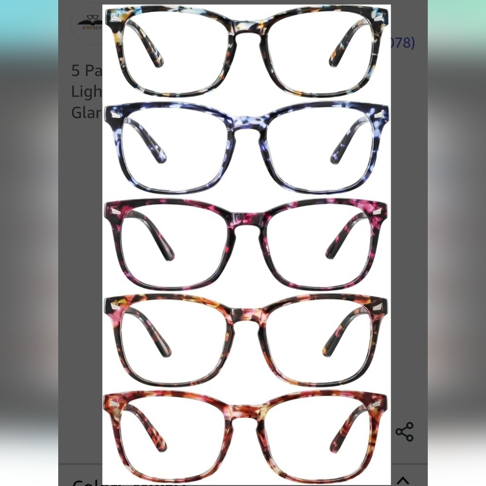 5 pack Blue Light Reading Glasses